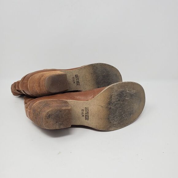 Leather strappy bootiesMIA brandCaramel brown le - Picture 5 of 8